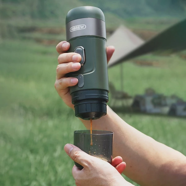 HiBREW H4B vezeték nélküli hordozható 3 az 1-ben eszpresszó kávéfőző, 15 bar nyomás, 2200mAh újratölthető akkumulátor, adapterrel, tároló táskával, tartóval
