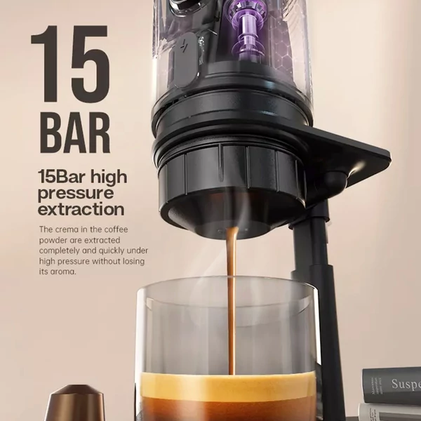 HiBREW H4A 80W hordozható kávégépe autóba, 3 az 1-ben eszpresszó készítő - Fekete