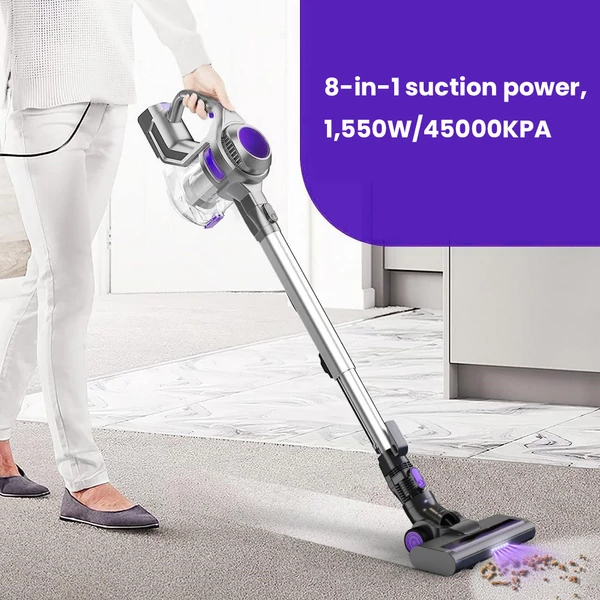 LIIMOO XL-618A Vezeték nélküli porszívó, 45,000Pa szívóerő, 2800mAh akkumulátor, 60 perc üzemidő, padlók, szőnyegek és állatszőr tisztítására