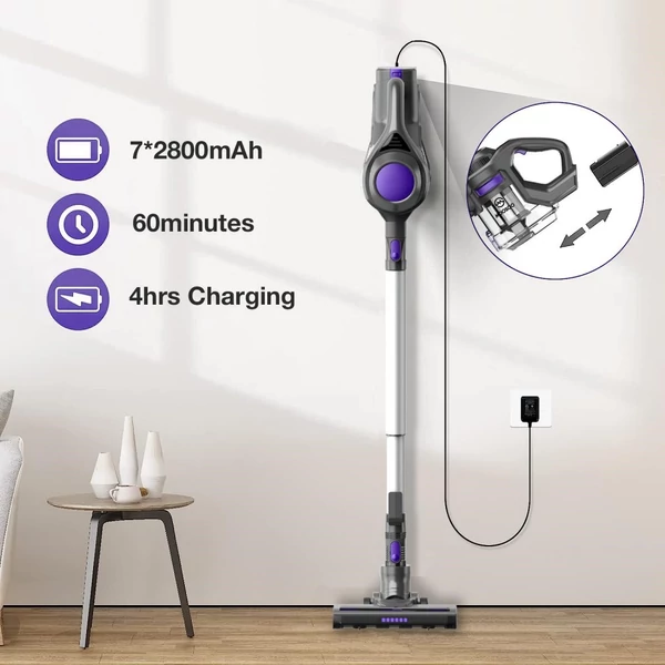 LIIMOO XL-618A Vezeték nélküli porszívó, 45,000Pa szívóerő, 2800mAh akkumulátor, 60 perc üzemidő, padlók, szőnyegek és állatszőr tisztítására