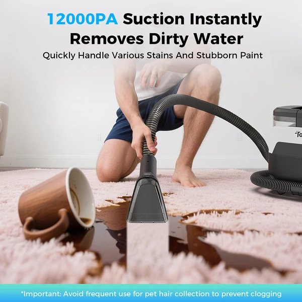Teendow C6 Max 3az1-ben kárpittisztító és szőnyegtisztító, 1650W gőzerő, 12000Pa szívóerő, dupla tartály, állatbarát