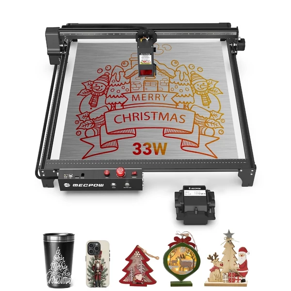 Mecpow X5 Pro lézergravírozó és vágógép, 33W lézererő, automata légsegéd, 0,08x0,1 mm pontméret, 28000 mm/perc sebesség, vészleállítás, lángérzékelő