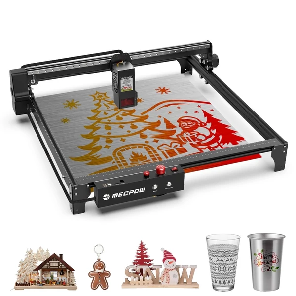 Mecpow X5 Pro lézergravírozó és vágógép, 33W lézererő, automata légsegéd, 0,08x0,1 mm pontméret, 28000 mm/perc sebesség, vészleállítás, lángérzékelő