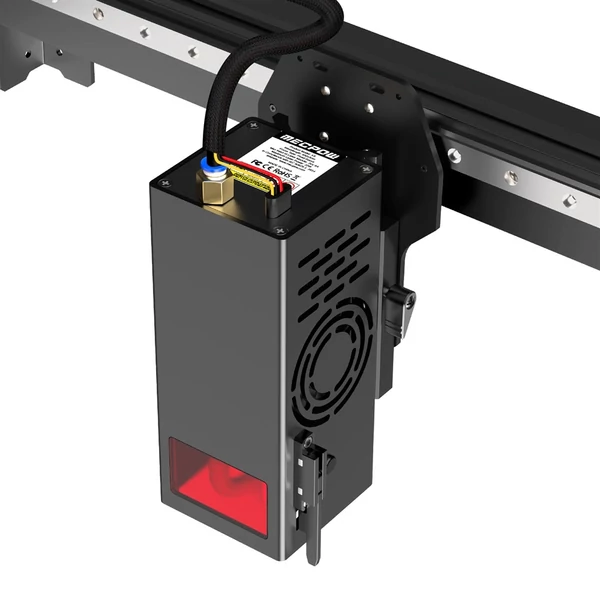 Mecpow X5 Pro lézergravírozó és vágógép, 33W lézererő, automata légsegéd, 0,08x0,1 mm pontméret, 28000 mm/perc sebesség, vészleállítás, lángérzékelő