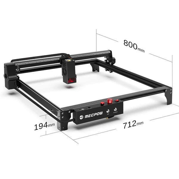 Mecpow X5 Pro lézergravírozó és vágógép, 33W lézererő, automata légsegéd, 0,08x0,1 mm pontméret, 28000 mm/perc sebesség, vészleállítás, lángérzékelő