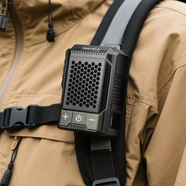 Beambox Clip Wave kültéri hordozható klipszes hangszóró, ANC zajszűrés, IPX5 vízálló, Bluetooth 5.3, akár 12 órás lejátszás - Sárga