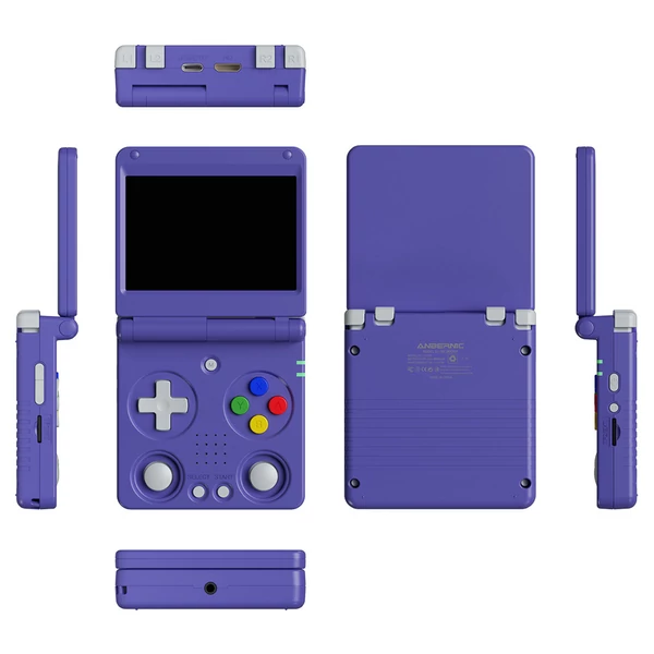 ANBERNIC RG34XXSP Flip játékkonzol, 64GB memória, 3,4" 720x480 IPS kijelző, 30+ emulátor, 6 órás játékidő, 5G WiFi, multimédia appok – Kék