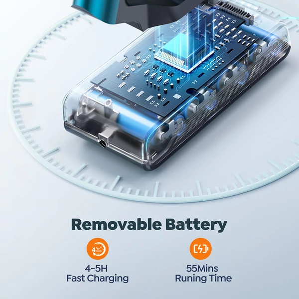 Buture VC60 vezeték nélküli porszívó, 450W, 38 kPa erős szívóerő, 55 perc üzemidő, otthoni padló, szőnyeg és autótisztításhoz