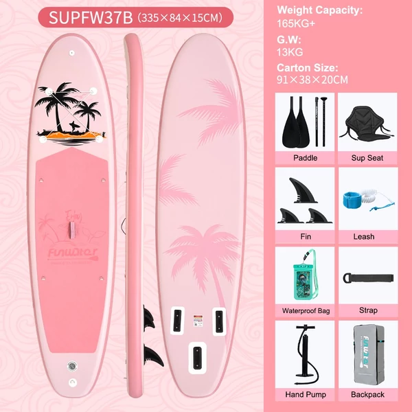 FunWater SUPFW37B stand up paddle board 335x84x15 cm – könnyű, stabil vízi evezős deszka 165 kg teherbírással, sokoldalú paddle boardozáshoz