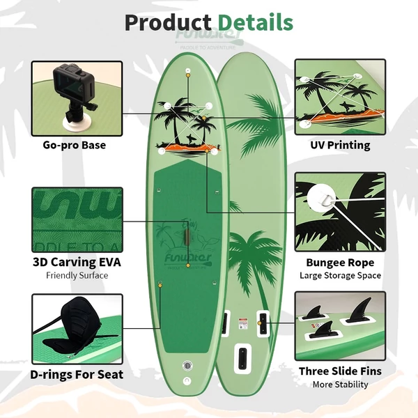 FunWater SUPFW37C stand up paddle board 335x84x15 cm – könnyű, stabil vízi evezős deszka 180 kg teherbírással, ideális paddle boardozáshoz