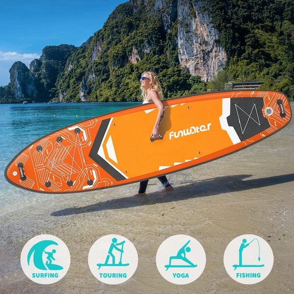 FunWater SUPFW50A stand up paddle board 350x90x15 cm – könnyű, stabil vízi evezős deszka, 200 kg teherbírással, ideális paddle boardozáshoz