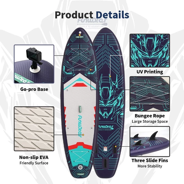 FunWater SUPFW50B stand up paddle board 350x90x15 cm – könnyű, stabil evezős deszka vízi sporthoz, max 150 kg teherbírással