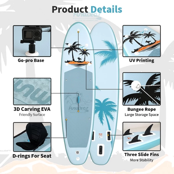 FunWater SUPFW37A stand up paddle board 335x84x15 cm – könnyű, stabil vízi evezős deszka 165 kg teherbírással, ideális paddle boardozáshoz