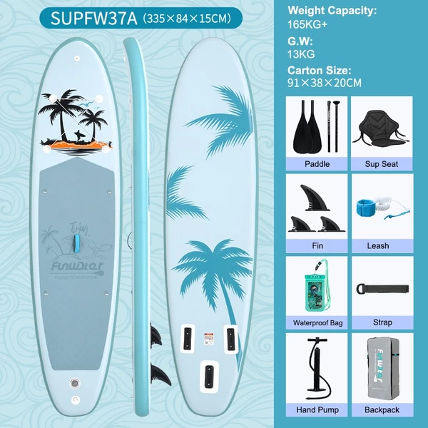 FunWater SUPFW37A stand up paddle board 335x84x15 cm – könnyű, stabil vízi evezős deszka 165 kg teherbírással, ideális paddle boardozáshoz