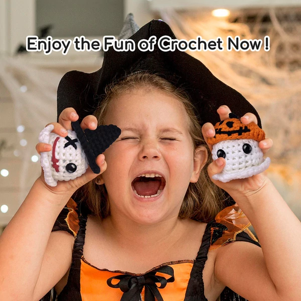 NestledCrafts Halloween horgolókészlet kezdőknek, amigurumi kötőkészlet lépésről lépésre videó útmutatóval – Lidérc