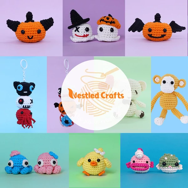 NestledCrafts Halloween horgolókészlet kezdőknek, amigurumi kötőkészlet lépésről lépésre videó útmutatóval – Lidérc
