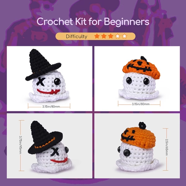 NestledCrafts Halloween horgolókészlet kezdőknek, amigurumi kötőkészlet lépésről lépésre videó útmutatóval – Lidérc