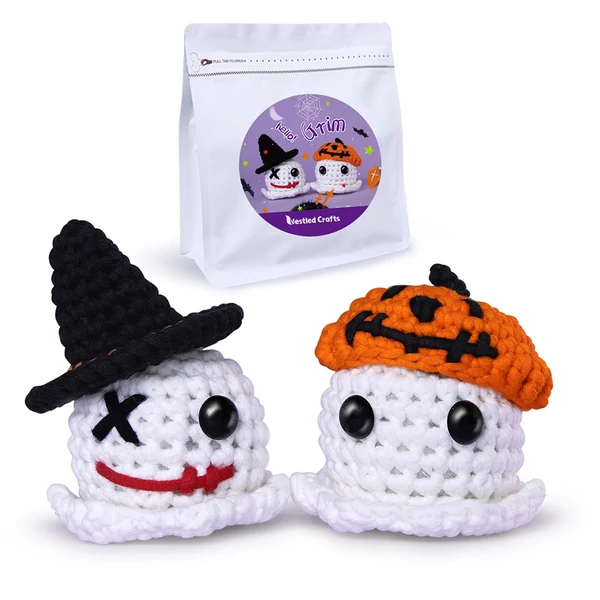 NestledCrafts Halloween horgolókészlet kezdőknek, amigurumi kötőkészlet lépésről lépésre videó útmutatóval – Lidérc