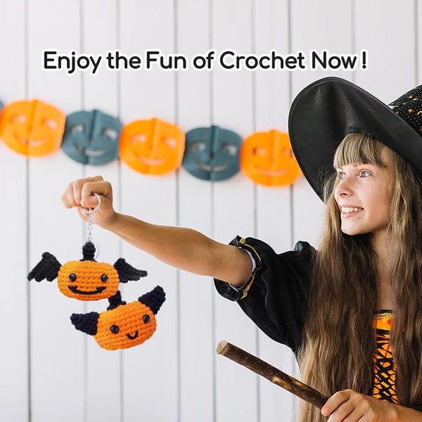 NestledCrafts halloween horgolókészlet kezdőknek, amigurumi kötőkészlet lépésről-lépésre videó útmutatóval – Tökök