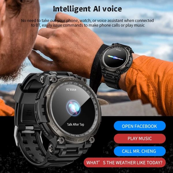 LOKMAT ATTACK MAX okosóra, 1,53" kijelző, Bluetooth hívás, 100+ sport mód, mesterséges intelligencia, pulzus- és véroxigénmérés