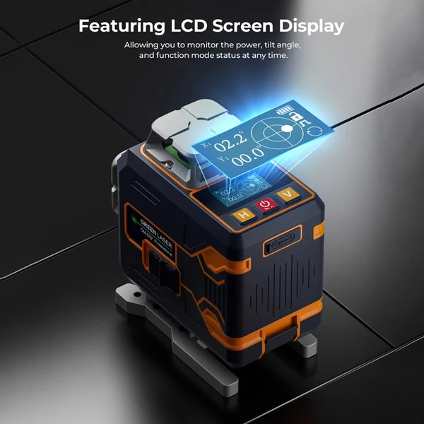 CIGMAN CM-S02 4x360° 16-vonalas lézer szintező, APP vezérlés, LCD kijelző, 40 órás üzemidő