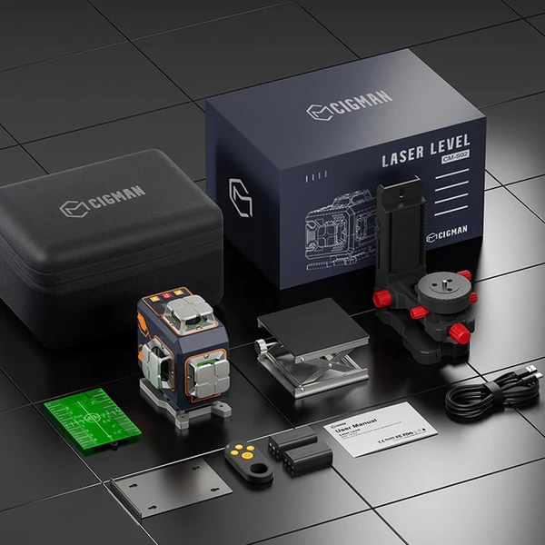 CIGMAN CM-S02 4x360° 16-vonalas lézer szintező, APP vezérlés, LCD kijelző, 40 órás üzemidő