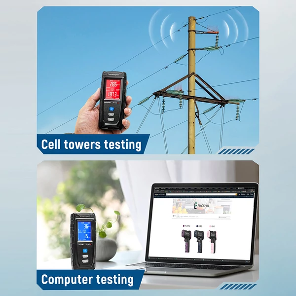 ERICKHILL RT-100 EMF mérő – Kézi elektromágneses sugárzásmérő, EF/RF/MF detektor otthonra/paranormális vizsgálathoz
