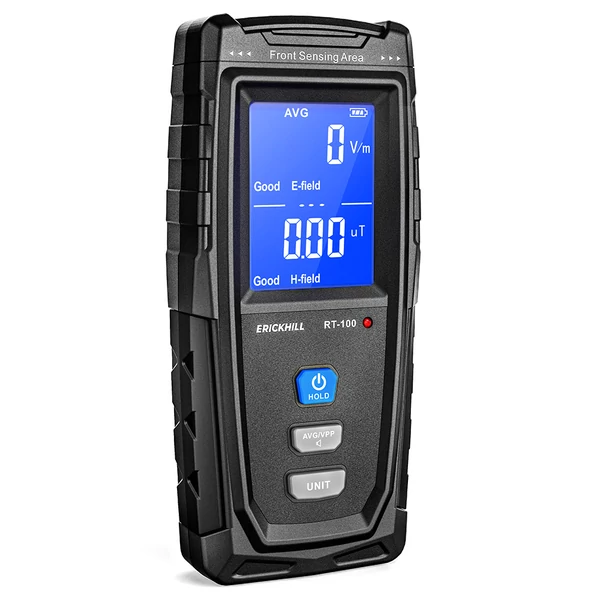 ERICKHILL RT-100 EMF mérő – Kézi elektromágneses sugárzásmérő, EF/RF/MF detektor otthonra/paranormális vizsgálathoz