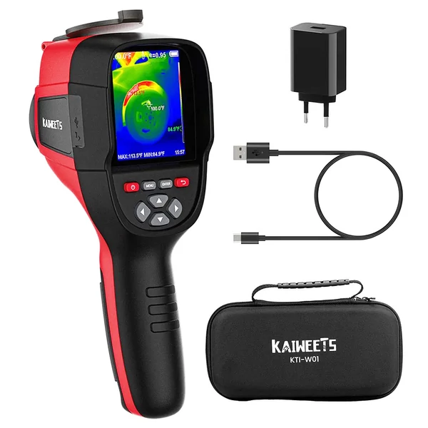 KAIWEETS KTI-W01 hőkamera, 256x192 IR, -20°C–450°C, 3,5" LCD, tölthető, könnyű – HVAC, elektromos, DIY