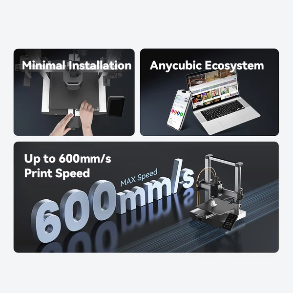 Anycubic Kobra 3 V2 Combo 3D nyomtató, ACE Pro többszínű, 720P kamera, 600mm/s, szintezés, szárító, 255x255x260mm