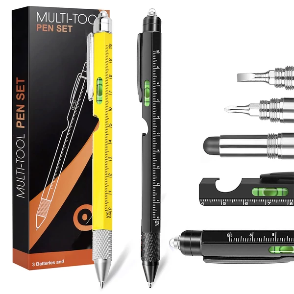 HMP P248 9 az 1-ben multitool toll: érintőceruza, LED lámpa, sörnyitó, telefontartó, vonalzó, csavarhúzó – fekete