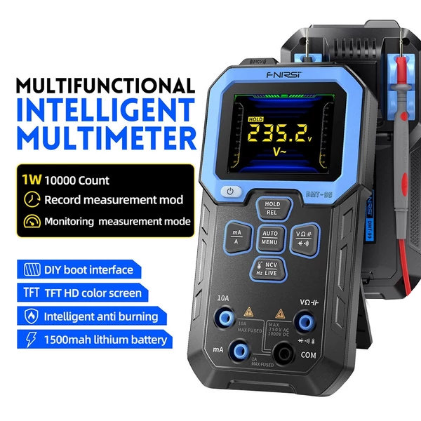 FNIRSI DMT-99 kézi digitális multiméter, 10000 számlálás, 1000V 10A True RMS, automata tartomány, AC/DC mérés, NCV, 1500mAh akkumulátor