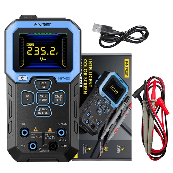 FNIRSI DMT-99 kézi digitális multiméter, 10000 számlálás, 1000V 10A True RMS, automata tartomány, AC/DC mérés, NCV, 1500mAh akkumulátor