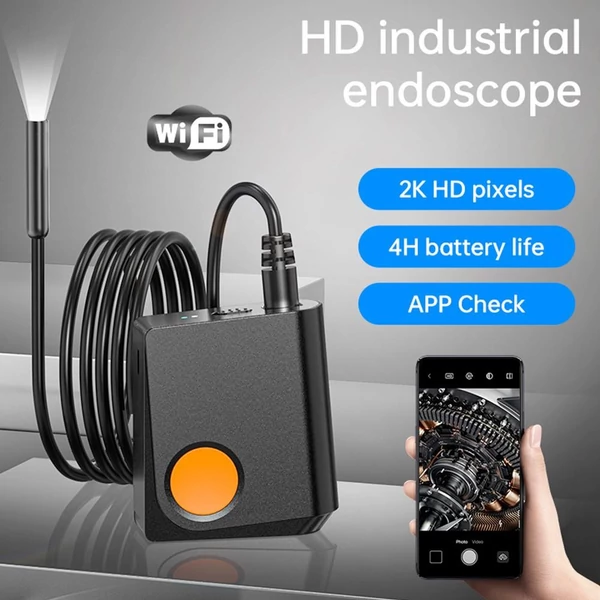 ANESOK W200 WiFi endoszkóp, 2K kamera, 1080P HD, 4 óra üzemidő, 8 LED, IP67 vízálló, 1m kábel, hordozható vizsgálókamera