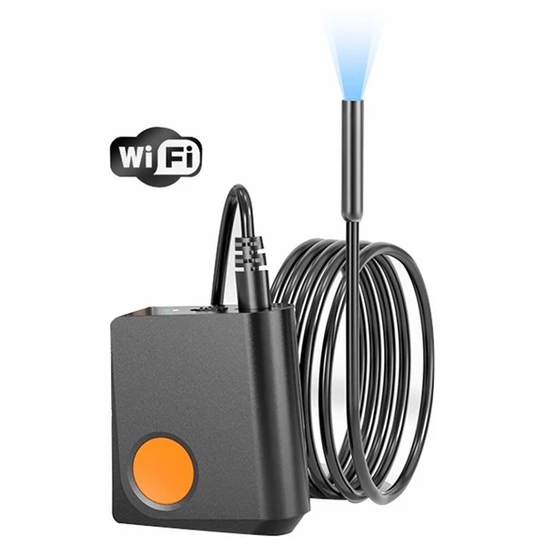 ANESOK W200 WiFi endoszkóp, 2K kamera, 1080P HD, 4 óra üzemidő, 8 LED, IP67 vízálló, 1m kábel, hordozható vizsgálókamera