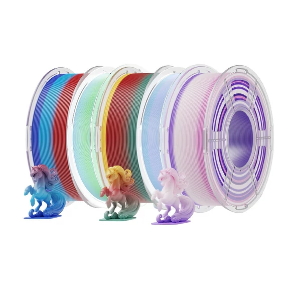 5kg Mecpow PLA szál (2kg nagysebességű matt + 3kg PLA) - Szivárvány színek, 3D nyomtatáshoz