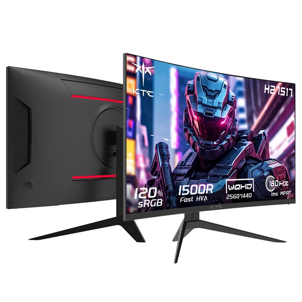 KTC H27S17 27" 1500R ívelt QHD gamer monitor (2560x1440, 180Hz, 1ms, 120% sRGB, FreeSync/G-Sync, 2xHDMI, 2xDP, VESA, audio kimenet)