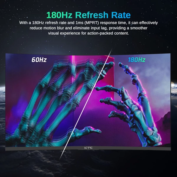 KTC H27S17 27" 1500R ívelt QHD gamer monitor (2560x1440, 180Hz, 1ms, 120% sRGB, FreeSync/G-Sync, 2xHDMI, 2xDP, VESA, audio kimenet)