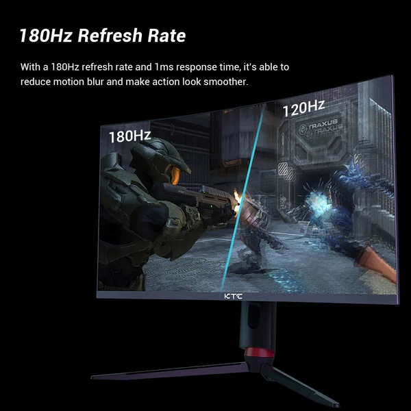 KTC H27S17 27" 1500R ívelt QHD gamer monitor (2560x1440, 180Hz, 1ms, 120% sRGB, FreeSync/G-Sync, 2xHDMI, 2xDP, VESA, audio kimenet)