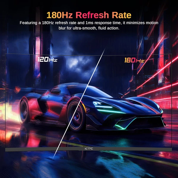 KTC H27S17 27" 1500R ívelt QHD gamer monitor (2560x1440, 180Hz, 1ms, 120% sRGB, FreeSync/G-Sync, 2xHDMI, 2xDP, VESA, audio kimenet)