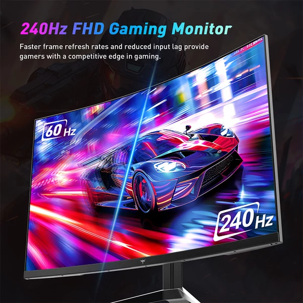 KTC H32S17F 32" ívelt gamer monitor, FHD 1920x1080 HVA panel, 240Hz, HDR10, 3ms, 125% sRGB, Adaptive Sync, VESA, alacsony kékfény