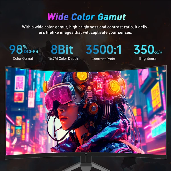 KTC H32S17F 32" ívelt gamer monitor, FHD 1920x1080 HVA panel, 240Hz, HDR10, 3ms, 125% sRGB, Adaptive Sync, VESA, alacsony kékfény