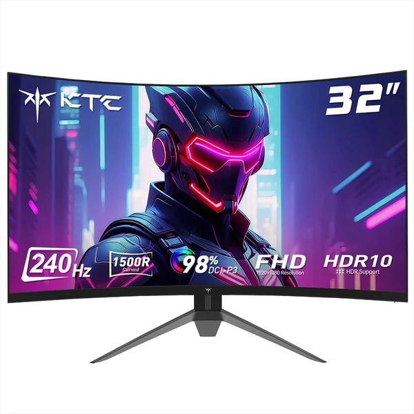 KTC H32S17F 32" ívelt gamer monitor, FHD 1920x1080 HVA panel, 240Hz, HDR10, 3ms, 125% sRGB, Adaptive Sync, VESA, alacsony kékfény
