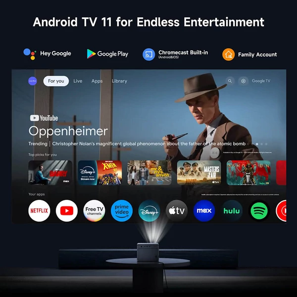 Wanbo DaVinci 1 Pro projektor (Netflix 1080P, Android 11, 600ANSI, 5G WiFi, Bluetooth, autofókusz, automata trapézkorrekció, előtelepített YouTube/Disney/Prime Video)