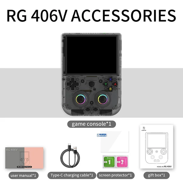 ANBERNIC RG406V Android 13 játékkonzol, 4" IPS érintőkijelző, 8GB+128GB UFS2.2, 256GB TF kártya, 4000+ játék, 1080p, 5G WiFi, BT - Fekete