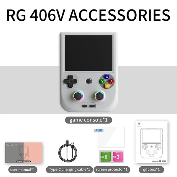 ANBERNIC RG406V Android 13 játékkonzol, 4" IPS érintőkijelző, 8GB+128GB UFS2.2, 128GB TF kártya, 4000+ játék, 1080p, 5G WiFi, BT - Szürke
