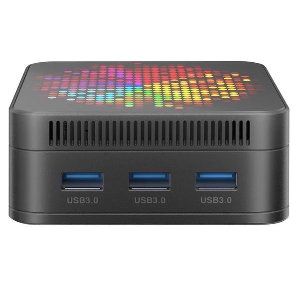 RUPA HSI-100MINI Mini PC Intel N100 4 mag 3.4GHz, 8GB RAM, 256GB SSD, 3×HDMI 4K 60Hz, WiFi 6, Bluetooth 5.2, USB 3.0, 2×LAN, 3.5mm hang