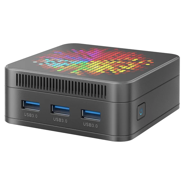 RUPA HSI-100MINI Mini PC Intel N100 4 mag 3.4GHz, 8GB RAM, 256GB SSD, 3×HDMI 4K 60Hz, WiFi 6, Bluetooth 5.2, USB 3.0, 2×LAN, 3.5mm hang