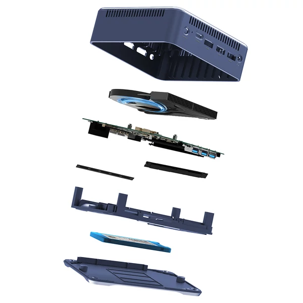 RUPA HSI-100 Mini PC Intel N100, 16GB RAM, 512GB SSD, 3×HDMI 4K, WiFi 6, BT 5.2, USB 3.0, Type-C, LAN – kompakt erőgép többképernyős munkához