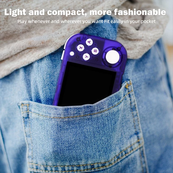 Magicx Mini Zero 28 V2 retro játékkonzol, 2,8" 640×480 IPS kijelző, 7 óra játékidő, játék nélkül - 64GB, lila